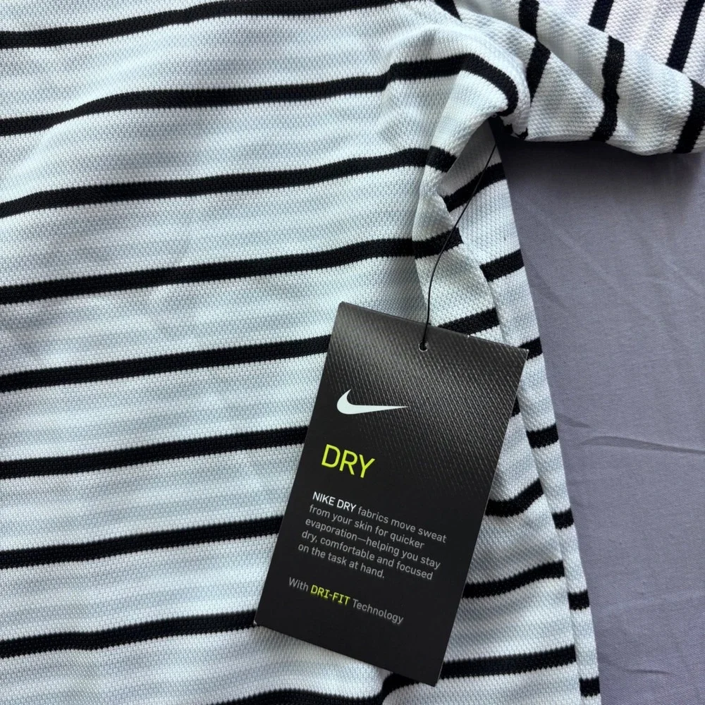 Nike Mens Adelphi University Dri-FIT Striped Golf Polo Shirt White Size XXL NWT